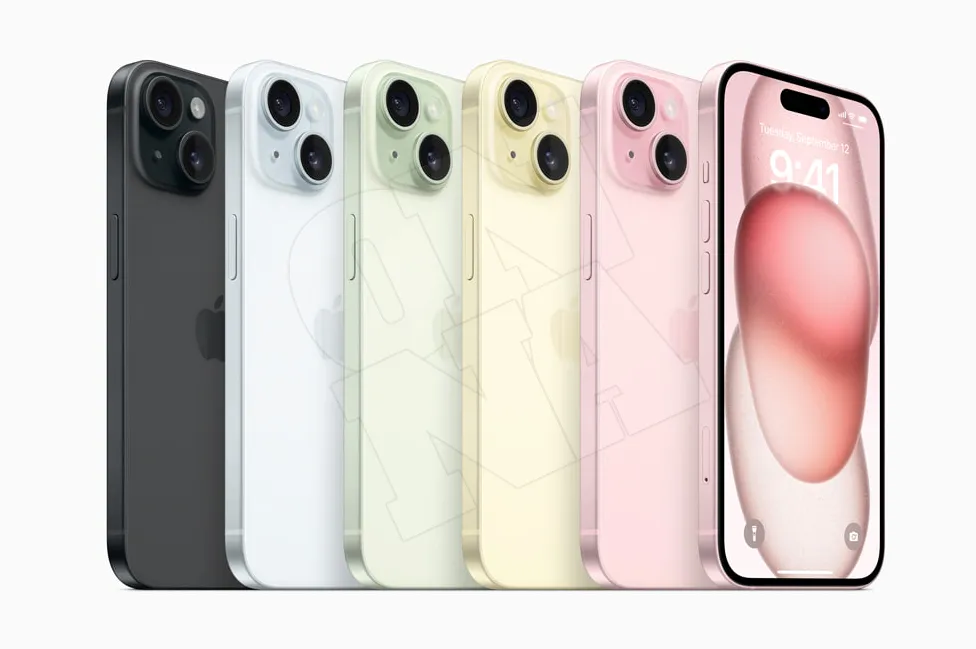 아이폰15 및 아이폰15 플러스 색상 블랙 블루 그린 옐로 핑크
