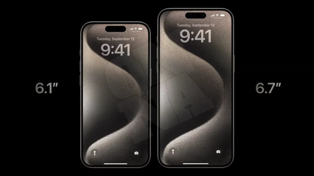아이폰15 프로 및 아이폰15 프로맥스 디스플레이 크기 정면 디자인