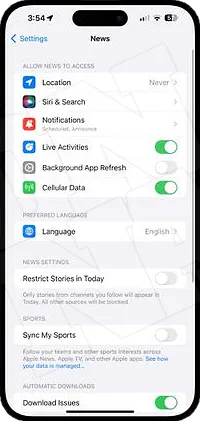 아이폰 iOS17.2 뉴스 앱. 라이브 액티비티 실시간 활동